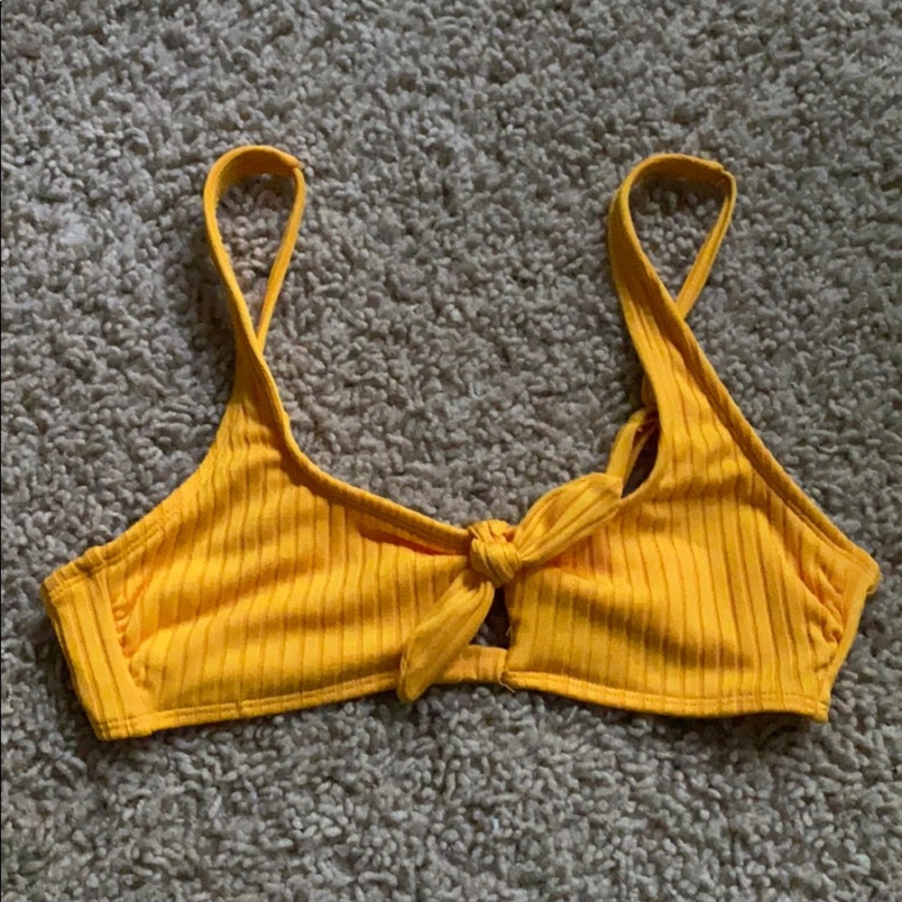 Yellow Ribbed Bikini Top